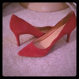 Deep red suede stilleto